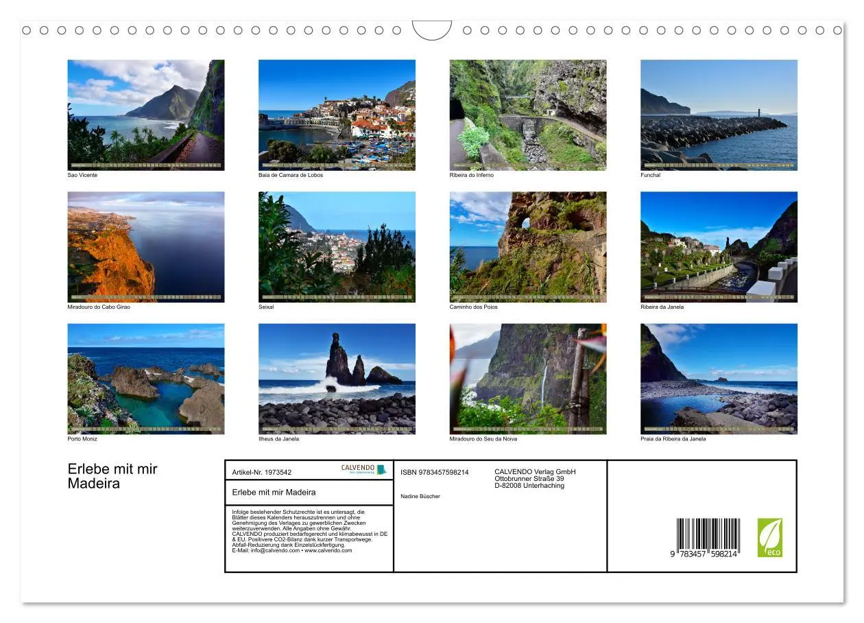 Bild: 9783457598214 | Erlebe mit mir Madeira (Wandkalender 2026 DIN A3 quer), CALVENDO...