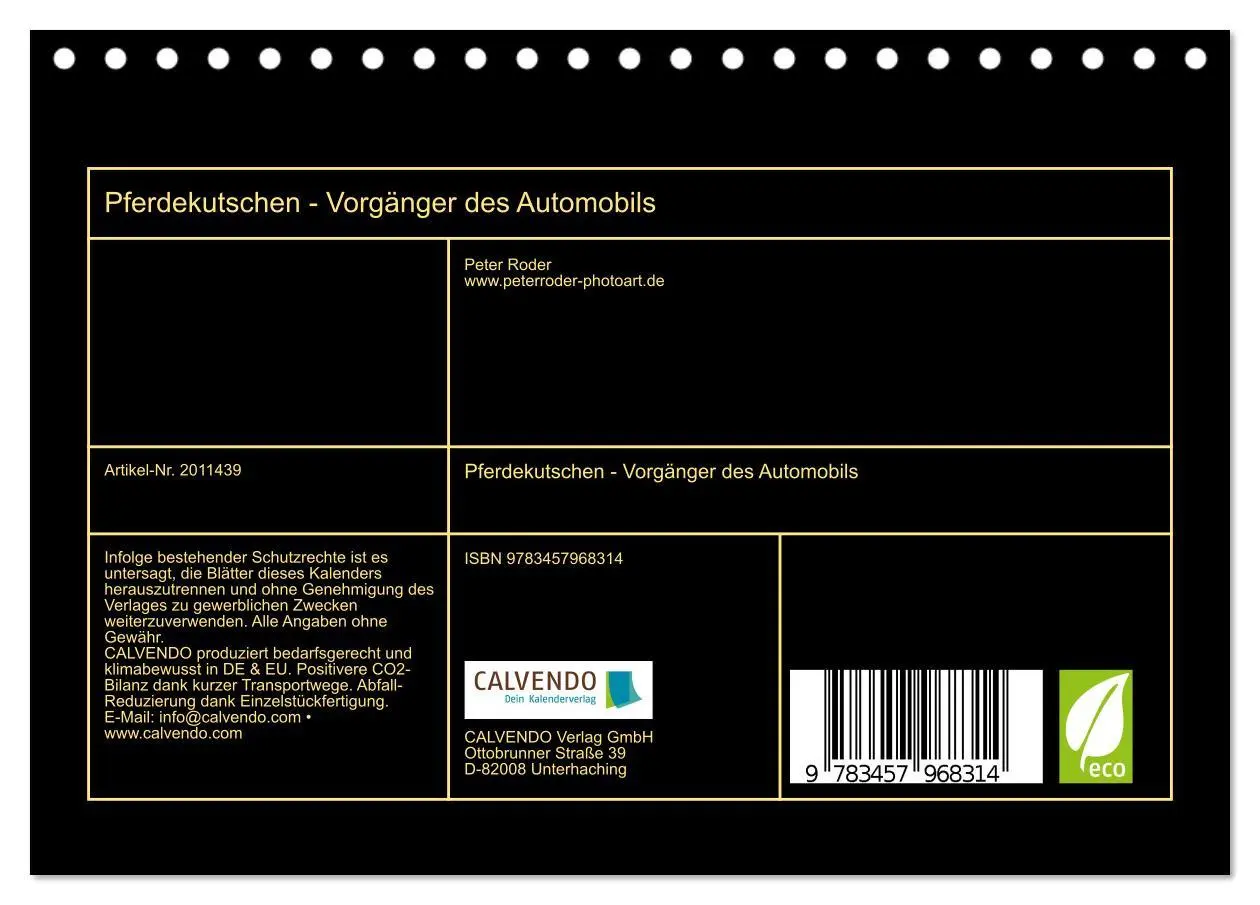 Bild: 9783457968314 | Pferdekutschen - Vorgänger des Automobils (Tischkalender 2026 DIN...