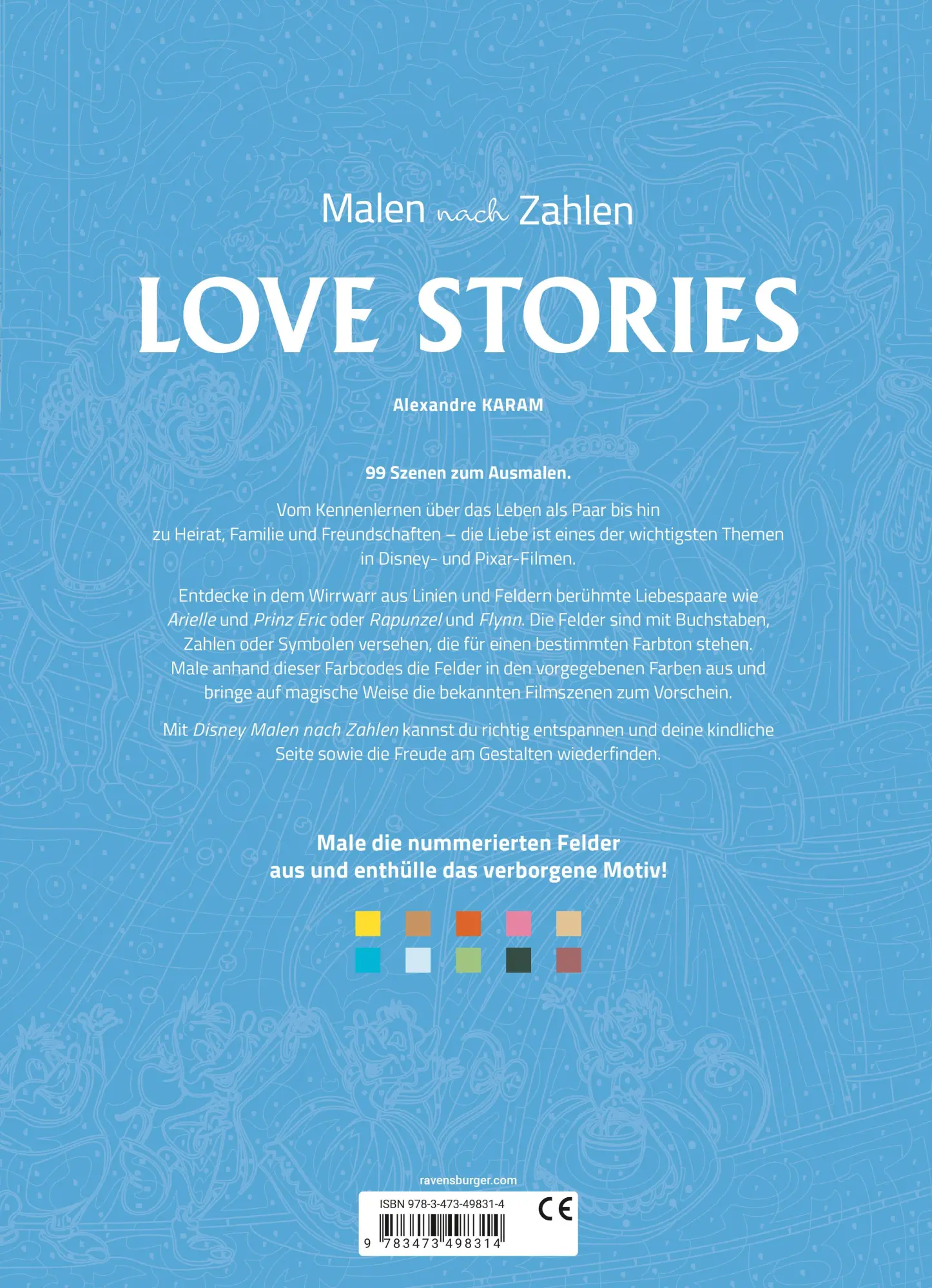 Rückseite: 9783473498314 | Disney - Malen nach Zahlen: Love Stories | Rina Gregor | Taschenbuch