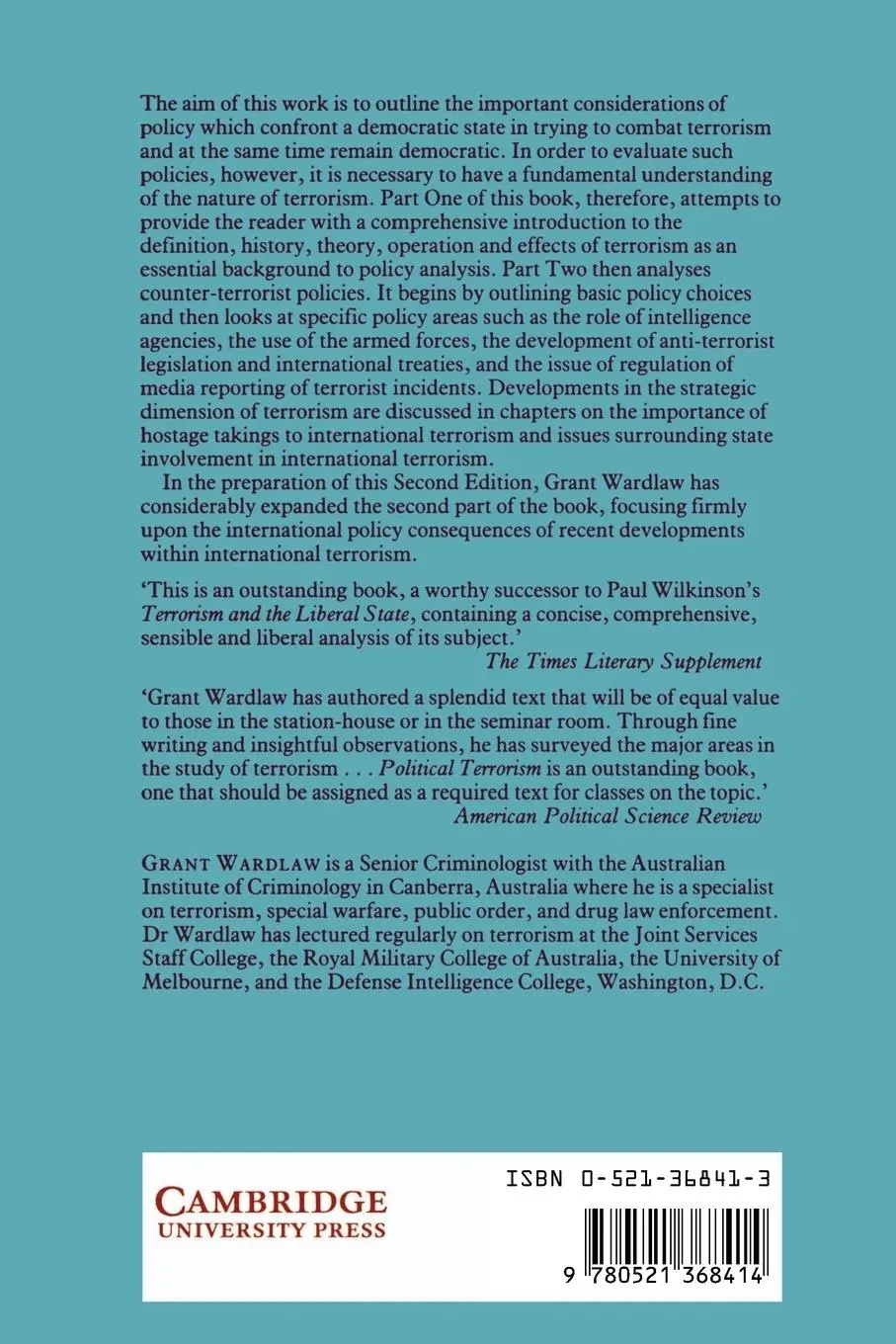 Rückseite: 9780521368414 | Political Terrorism | Theory, Tactics and Counter-Measures | Buch