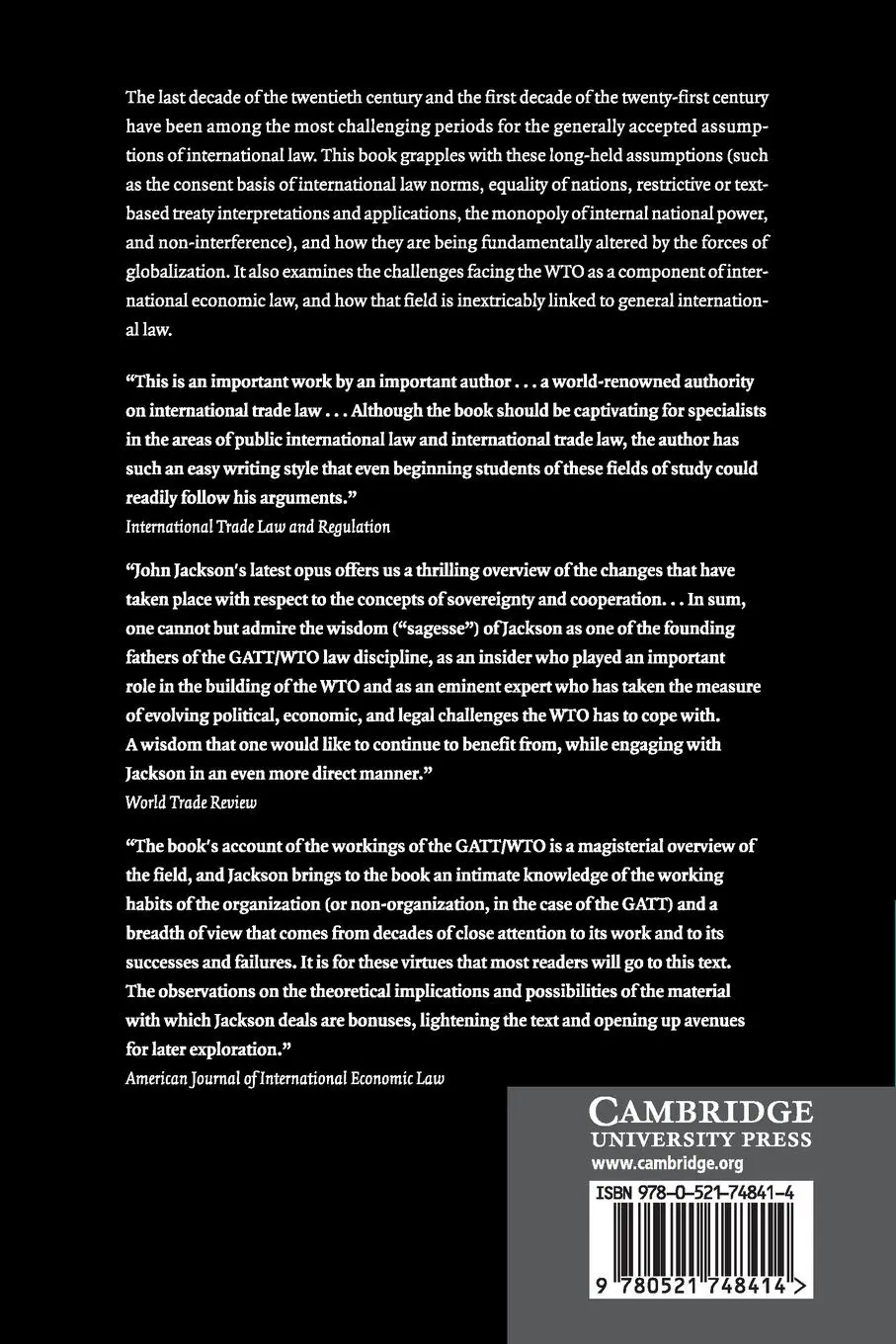 Rückseite: 9780521748414 | Sovereignty, the WTO, and Changing Fundamentals of International Law