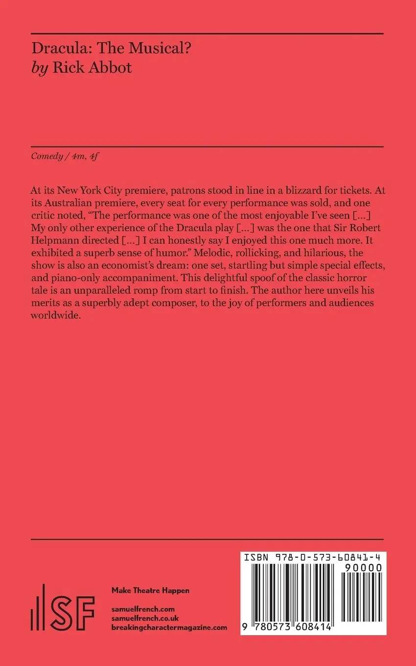Rückseite: 9780573608414 | Dracula | The Musical? | Rick Abbot | Taschenbuch | Englisch | 2017