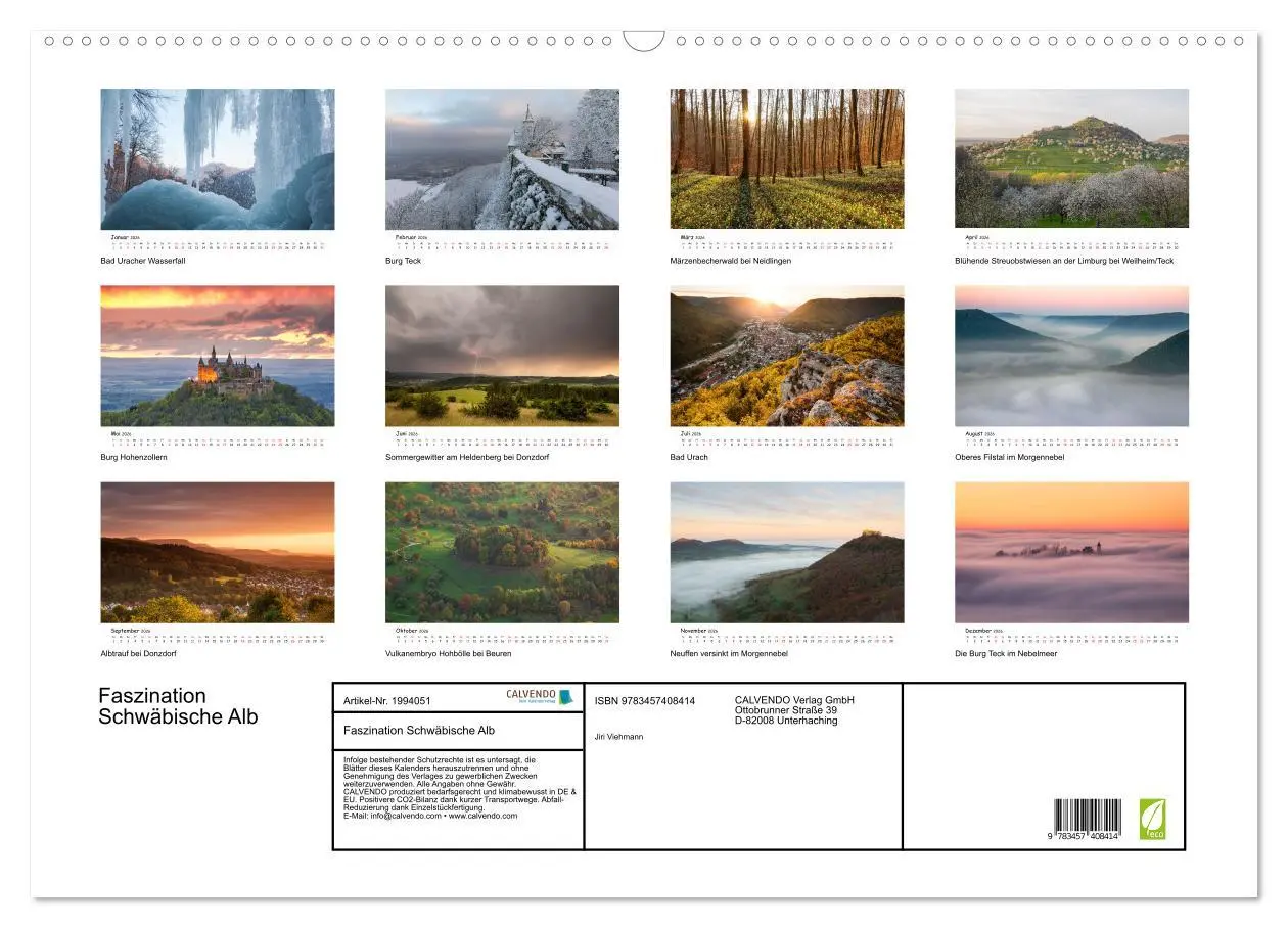 Bild: 9783457408414 | Faszination Schwäbische Alb (Wandkalender 2026 DIN A2 quer),...