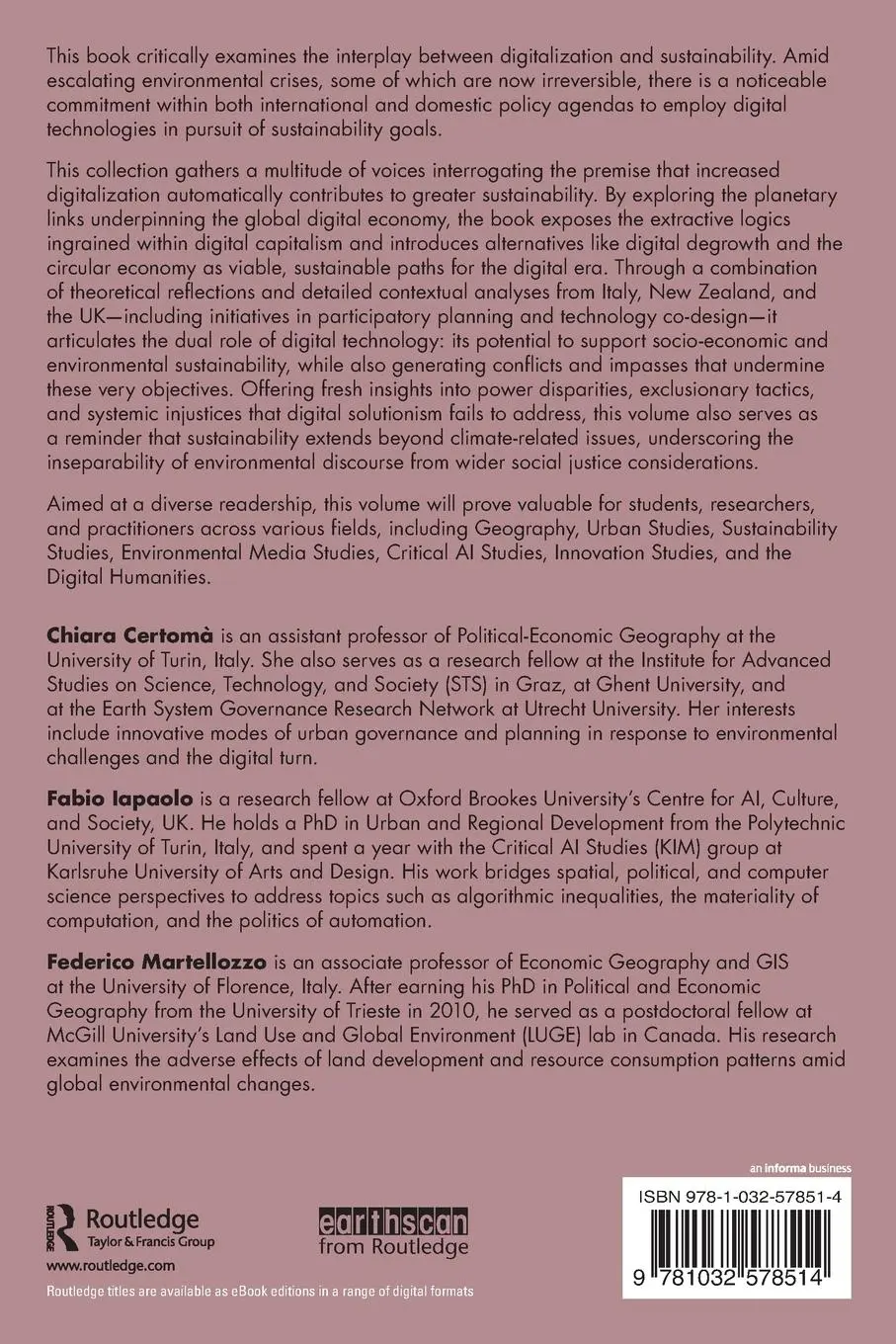 Rückseite: 9781032578514 | Digital Technologies for Sustainable Futures | Promises and Pitfalls