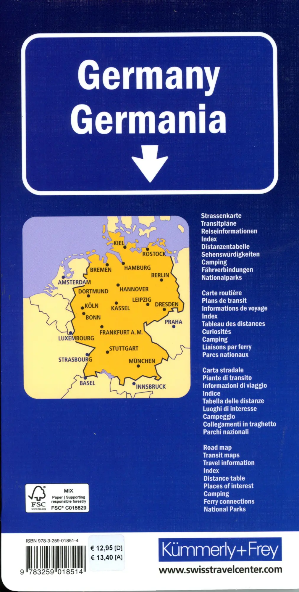 Bild: 9783259018514 | Kümmerly+Frey Strassenkarte Deutschland 1:750.000 | AG | (Land-)Karte