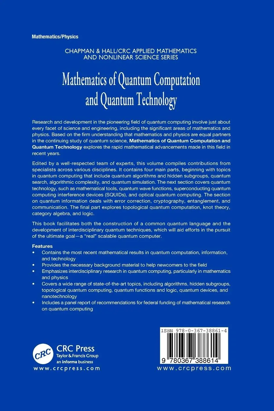 Rückseite: 9780367388614 | Mathematics of Quantum Computation and Quantum Technology | Buch