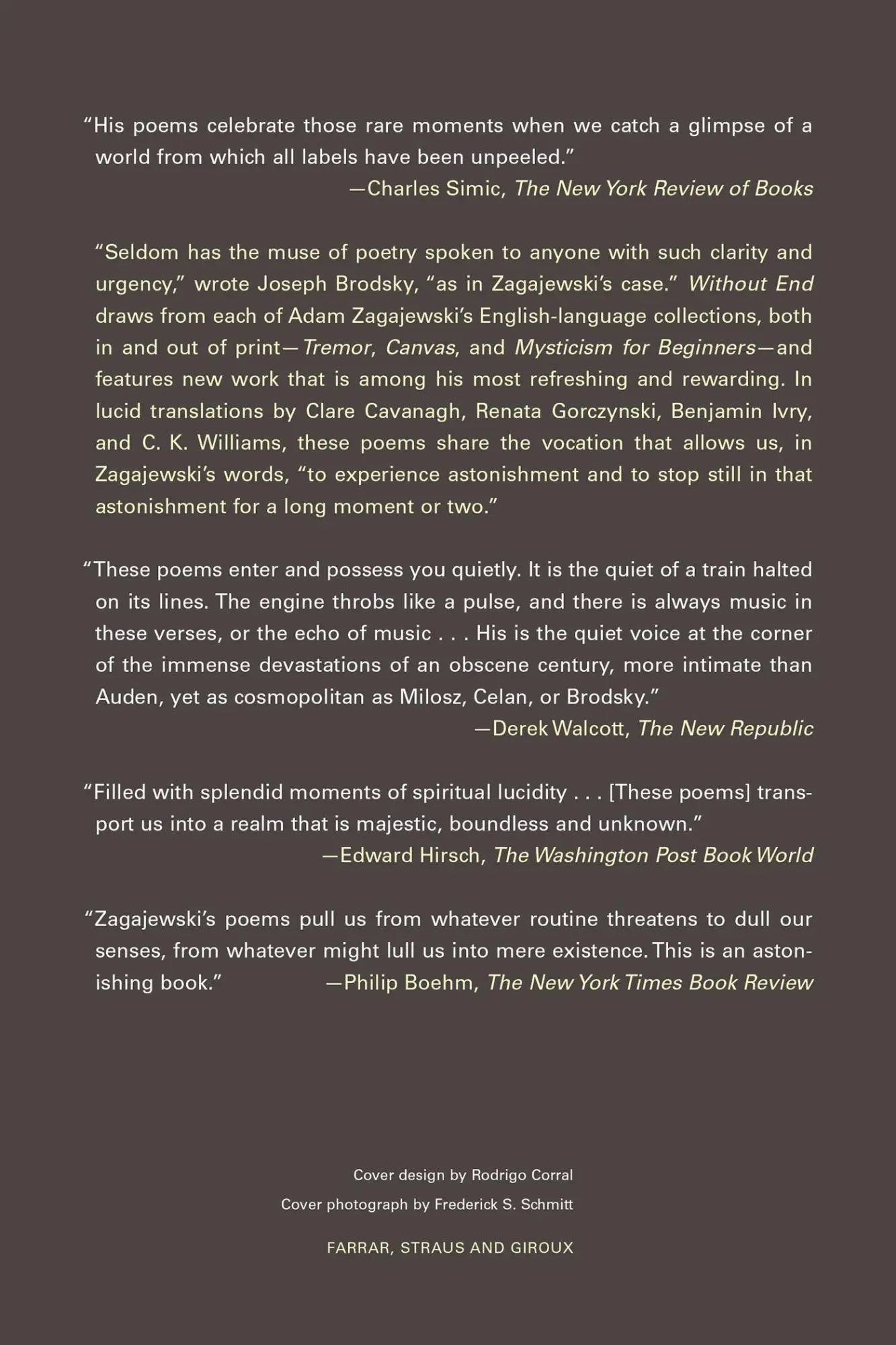 Rückseite: 9780374528614 | Without End | Zagajewski Adam | Taschenbuch | Kartoniert / Broschiert
