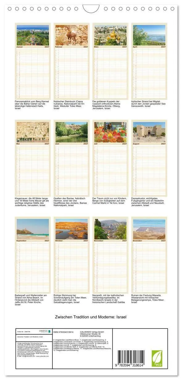 Bild: 9783594318614 | Familienplaner 2027 - Zwischen Tradition und Moderne: Israel mit 5...