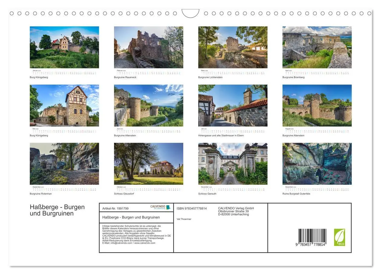 Bild: 9783457778814 | Haßberge - Burgen und Burgruinen (Wandkalender 2026 DIN A3 quer),...