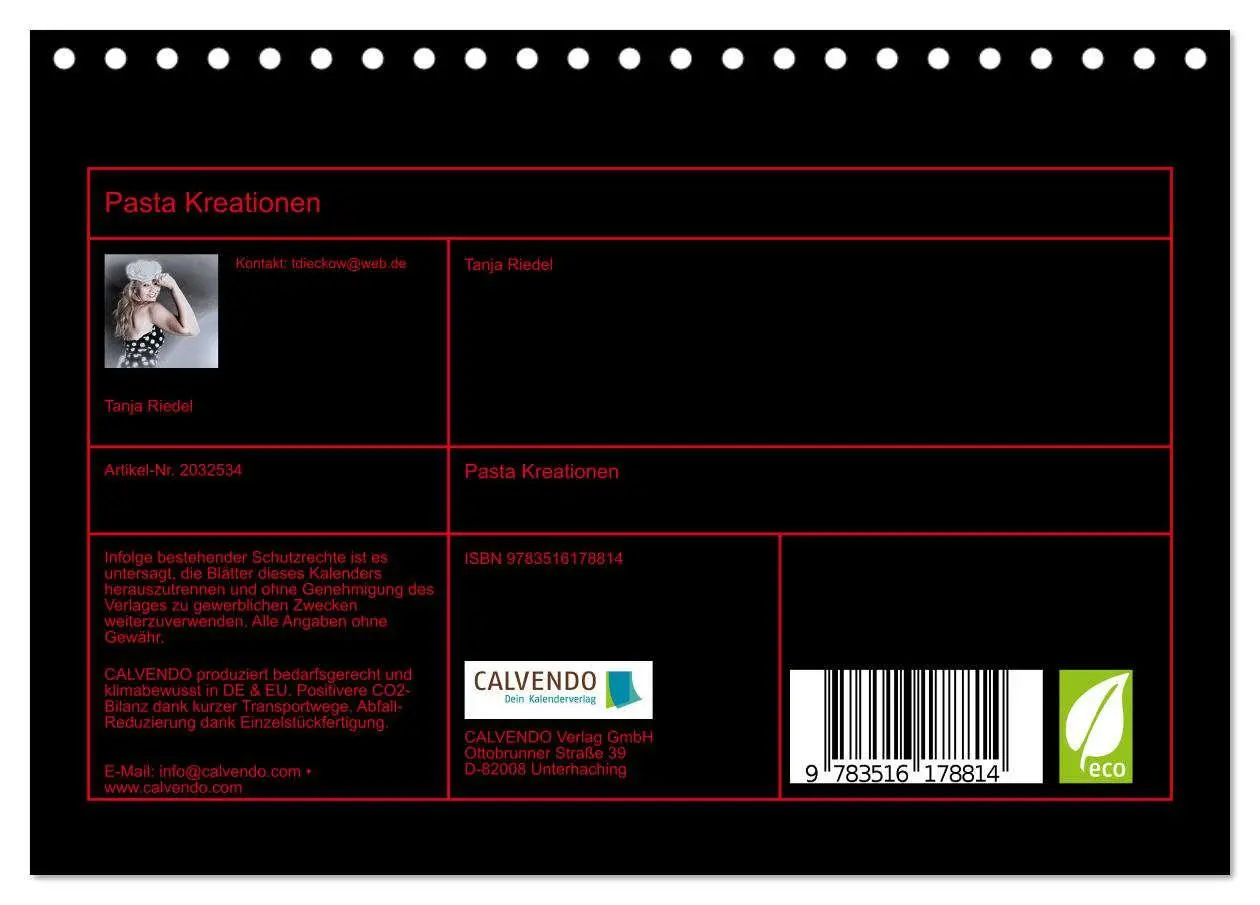 Bild: 9783516178814 | Pasta Kreationen (Tischkalender 2026 DIN A5 quer), CALVENDO...