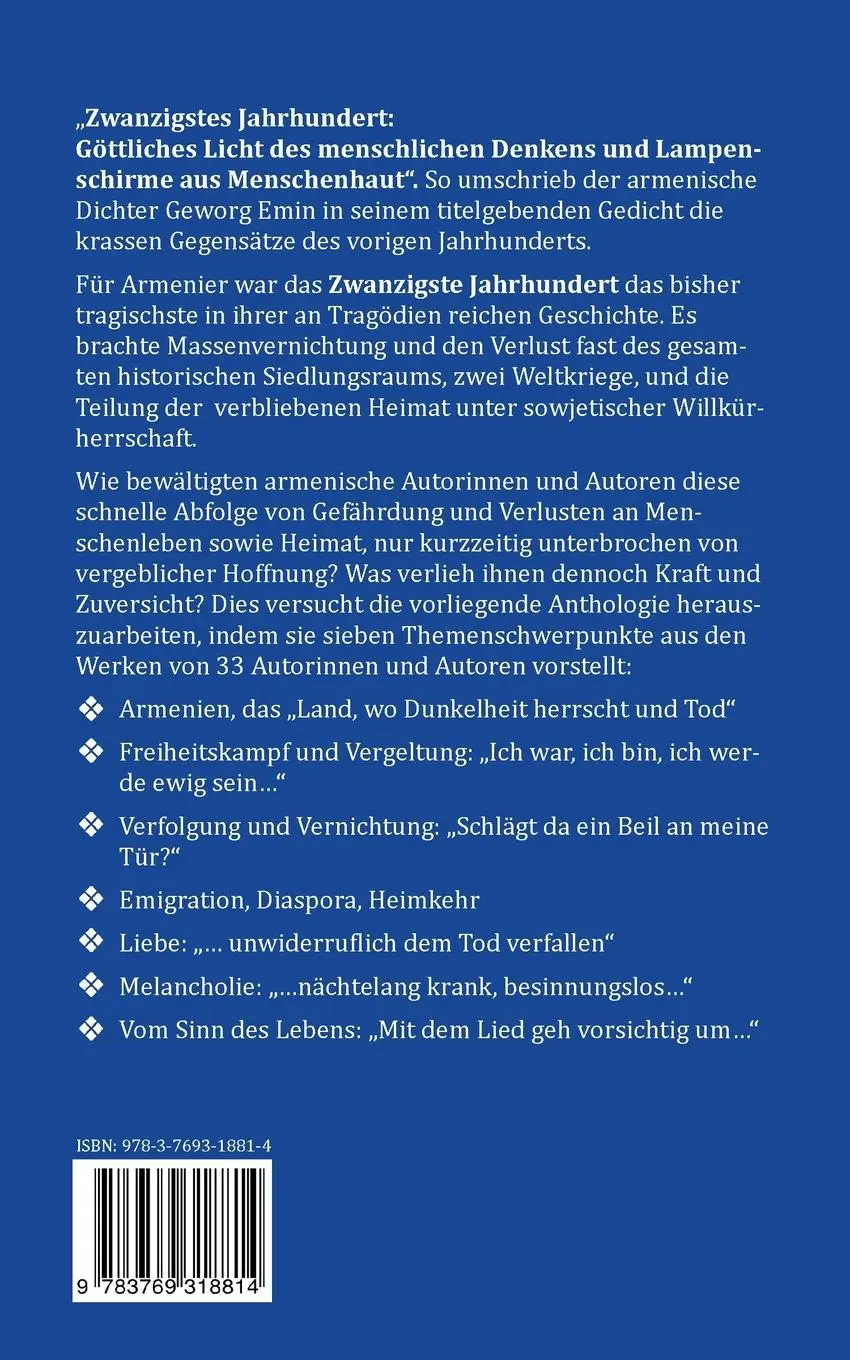 Rückseite: 9783769318814 | Das Zwanzigste Jahrhundert | Lyrik und Prosa aus Armenien | Buch