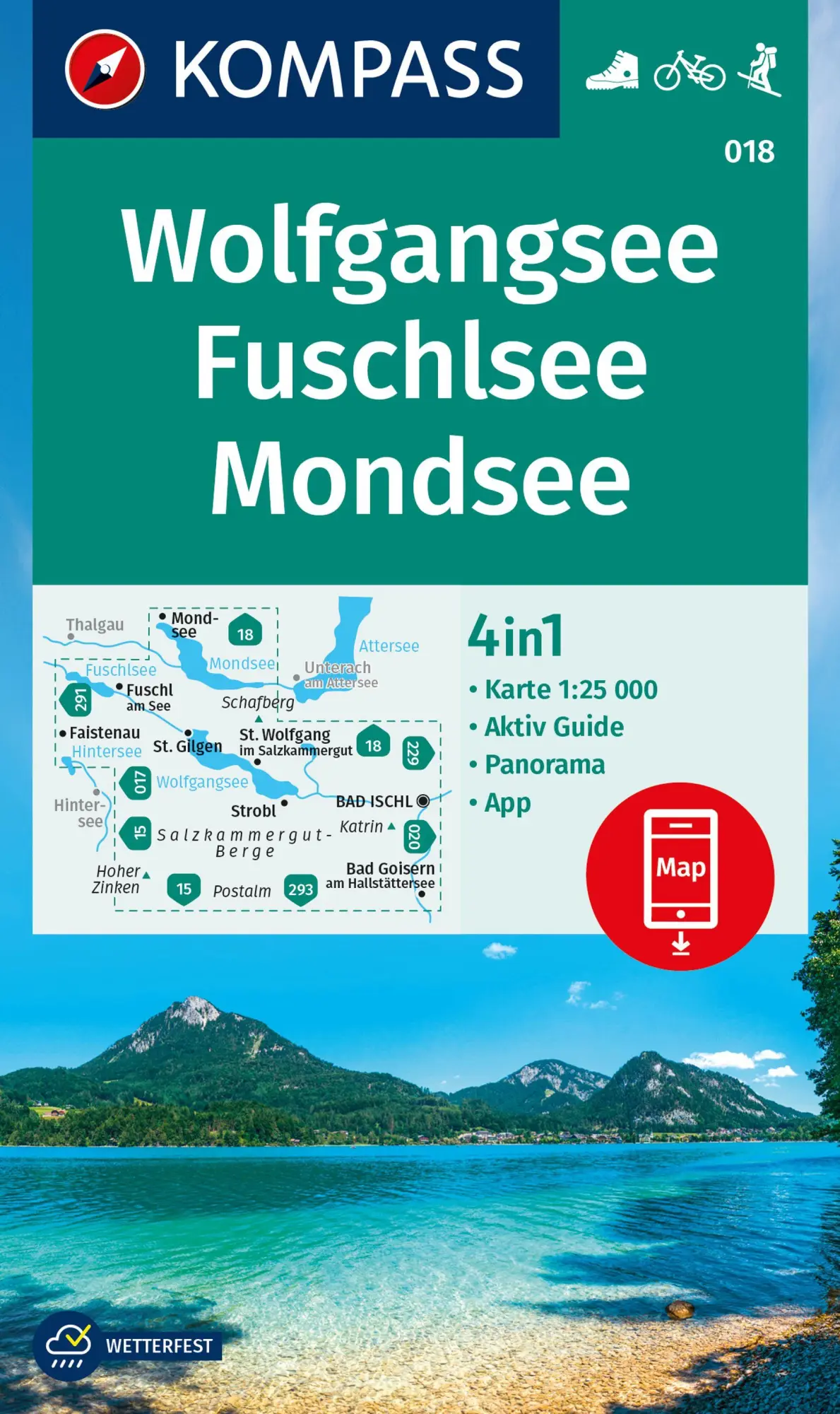 Cover: 9783991218814 | KOMPASS Wanderkarte 018 Wolfgangsee, Fuschlsee, Mondsee 1:25.000