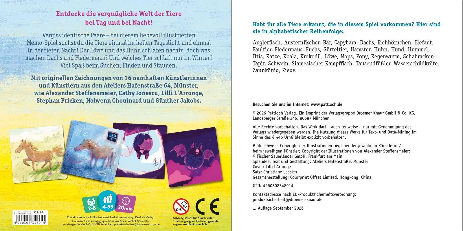 Bild: 4260308348914 | Mein Tag &amp; Nacht-Tiermemo | Pattloch Verlag | Spiel | Schachtel | 2026