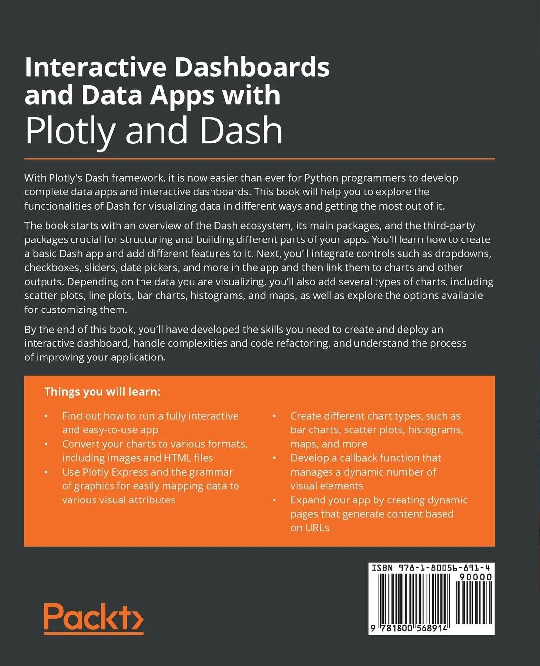 Rückseite: 9781800568914 | Interactive Dashboards and Data Apps with Plotly and Dash | Dabbas