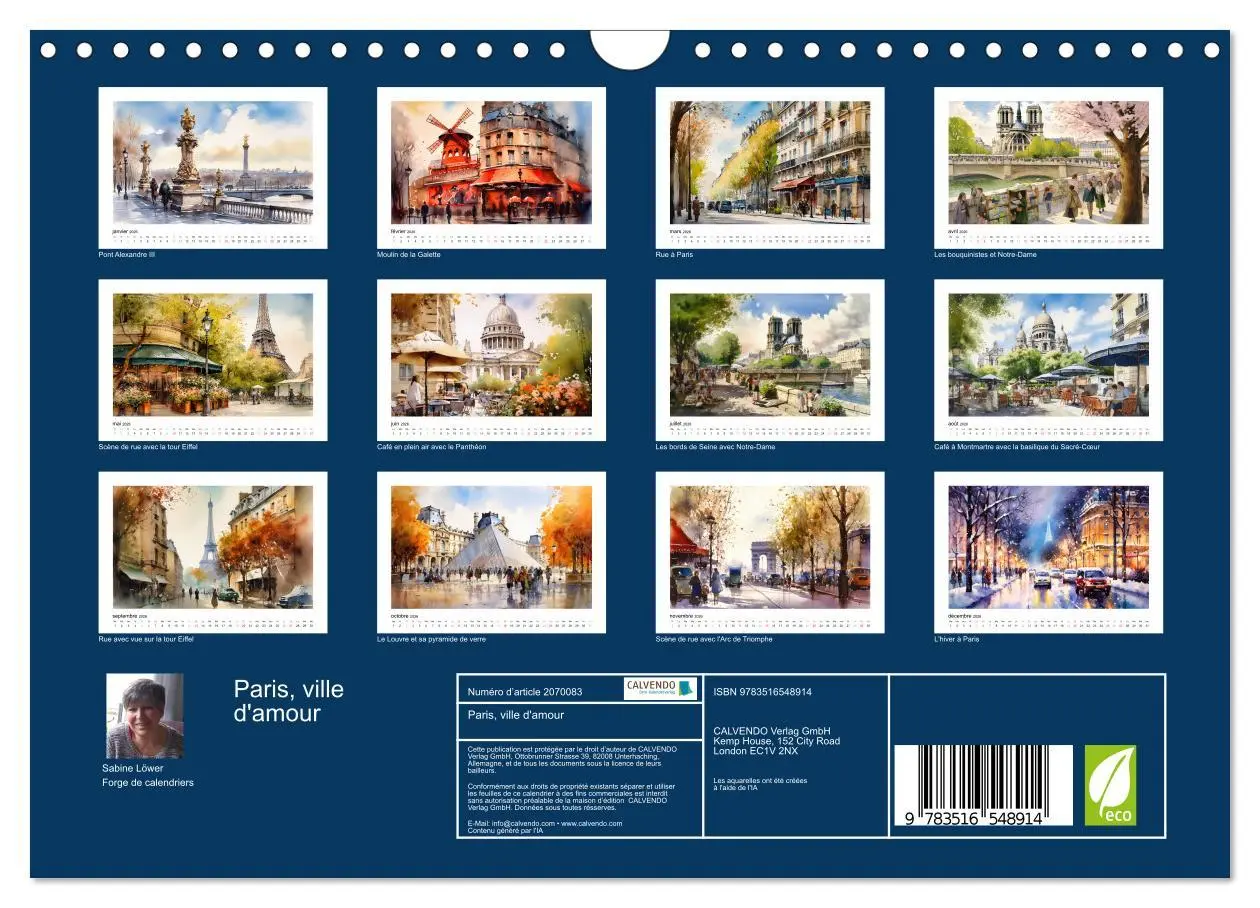 Bild: 9783516548914 | Paris, ville d'amour (Calendrier mural 2026 DIN A4 vertical),...