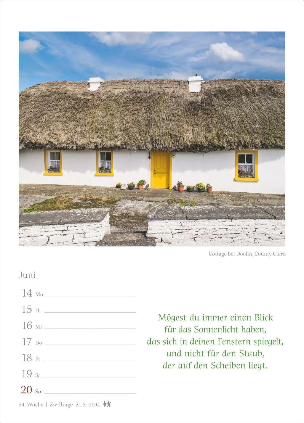 Bild: 9783840038914 | Irische Segenswünsche Wochenkalender 2027 - mit Zitaten | Sarti | 2027
