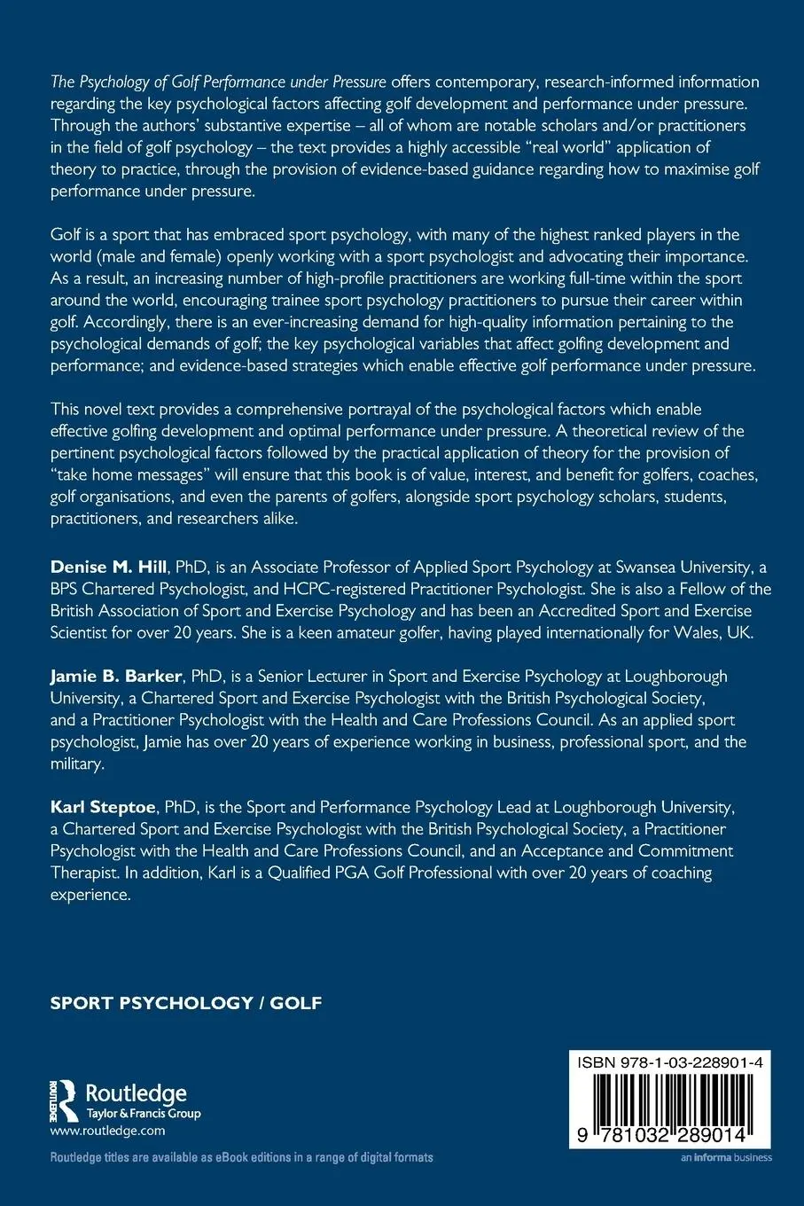 Rückseite: 9781032289014 | The Psychology of Golf Performance under Pressure | Hill (u. a.)