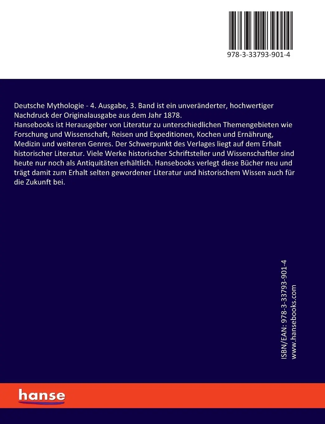 Rückseite: 9783337939014 | Deutsche Mythologie | 4. Ausgabe, 3. Band | Jacob Grimm | Taschenbuch