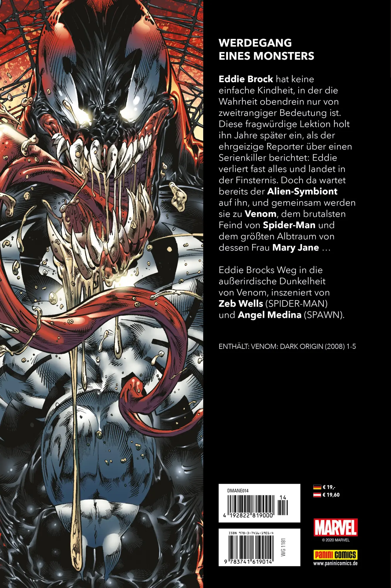 Rückseite: 9783741619014 | Marvel Must-Have: Venom: Dark Origin | Zeb Wells (u. a.) | Buch | 2020