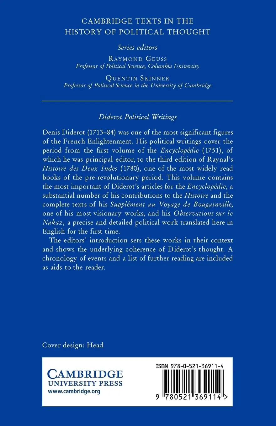 Rückseite: 9780521369114 | Diderot | Political Writings | Denis Diderot | Taschenbuch | Englisch