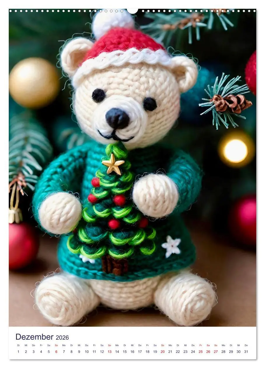 Bild: 9783457269114 | Teddys aus Wolle (Wandkalender 2026 DIN A2 hoch), CALVENDO...