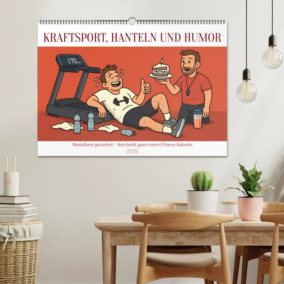 Bild: 9783516599114 | Kraftsport, Hanteln und Humor (Wandkalender 2026 DIN A2 quer),...