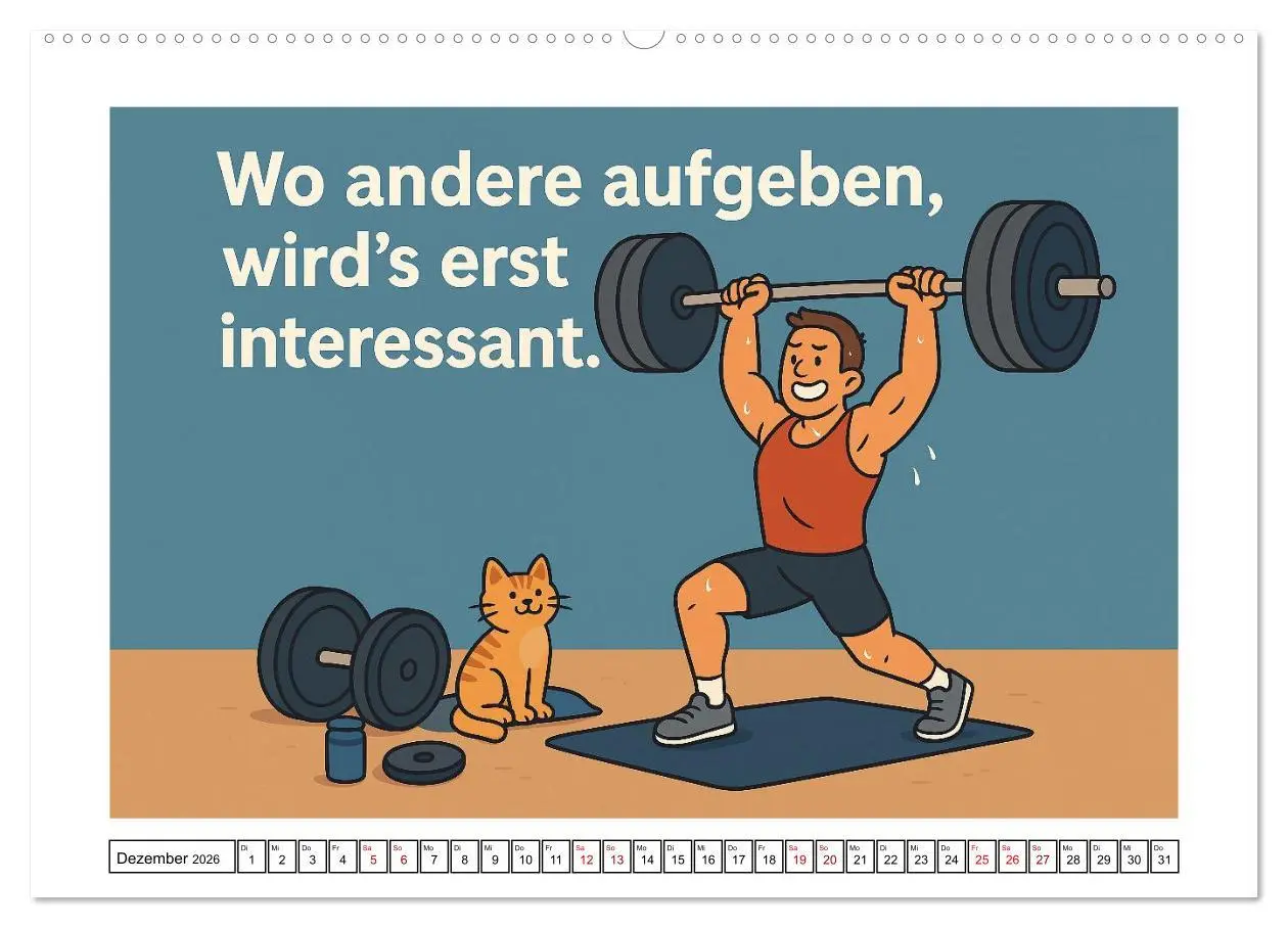 Bild: 9783516599114 | Kraftsport, Hanteln und Humor (Wandkalender 2026 DIN A2 quer),...