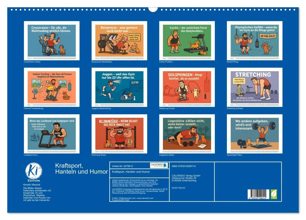 Bild: 9783516599114 | Kraftsport, Hanteln und Humor (Wandkalender 2026 DIN A2 quer),...