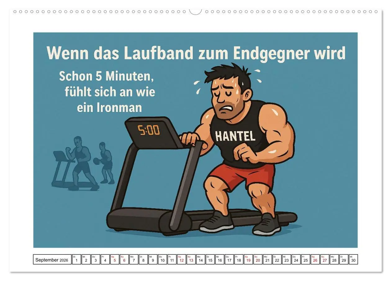 Bild: 9783516599114 | Kraftsport, Hanteln und Humor (Wandkalender 2026 DIN A2 quer),...