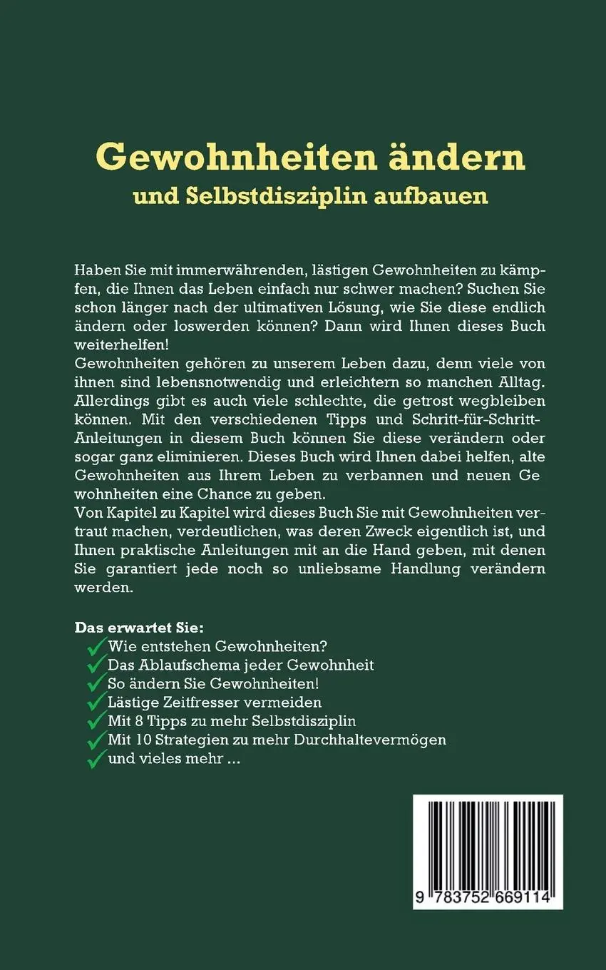 Rückseite: 9783752669114 | Gewohnheiten ändern und Selbstdisziplin aufbauen: Wie Sie Schritt...