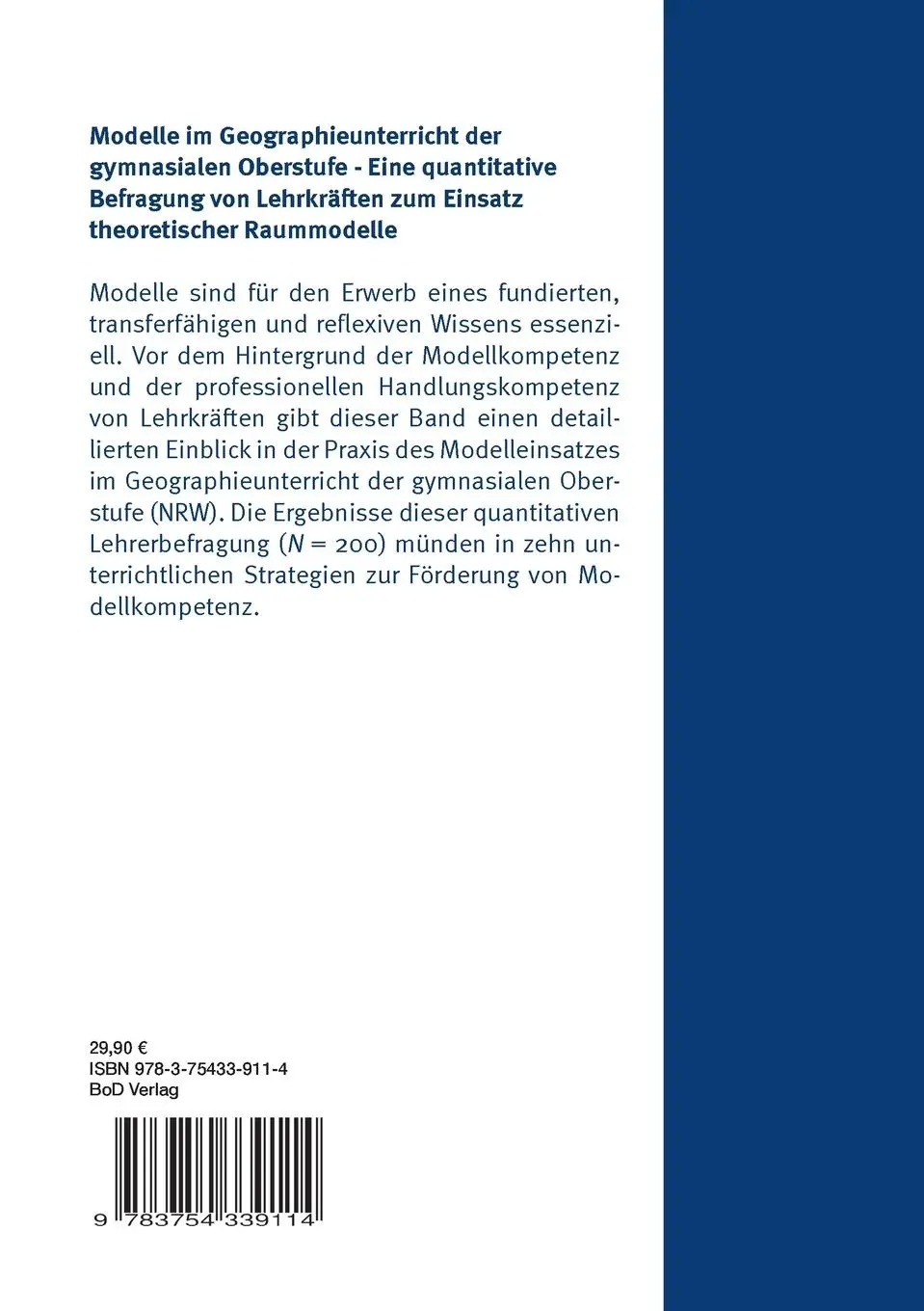 Rückseite: 9783754339114 | Modelle im Geographieunterricht der gymnasialen Oberstufe | Bette