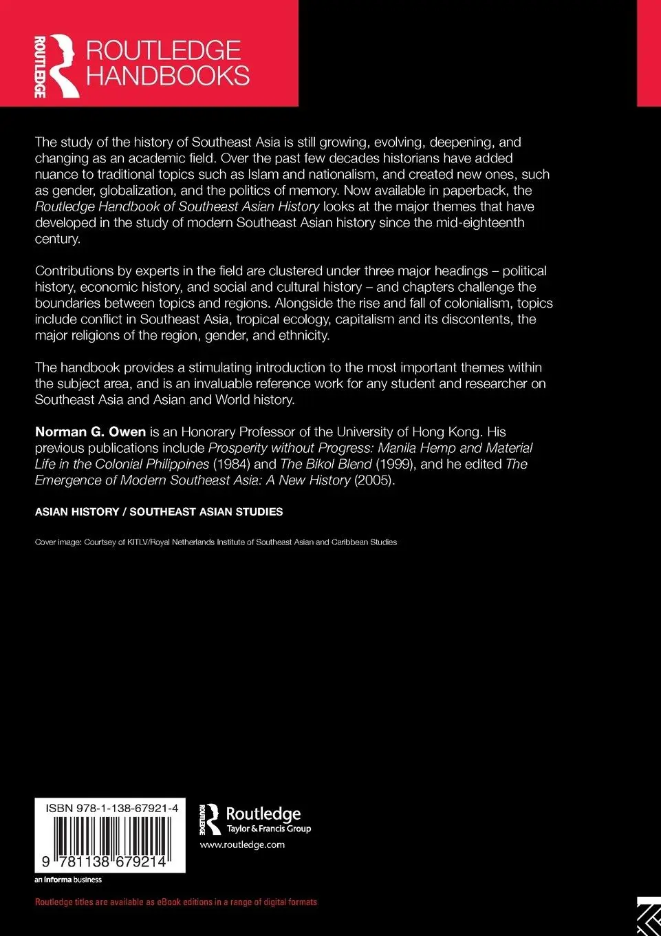 Rückseite: 9781138679214 | Routledge Handbook of Southeast Asian History | Norman G. Owen | Buch