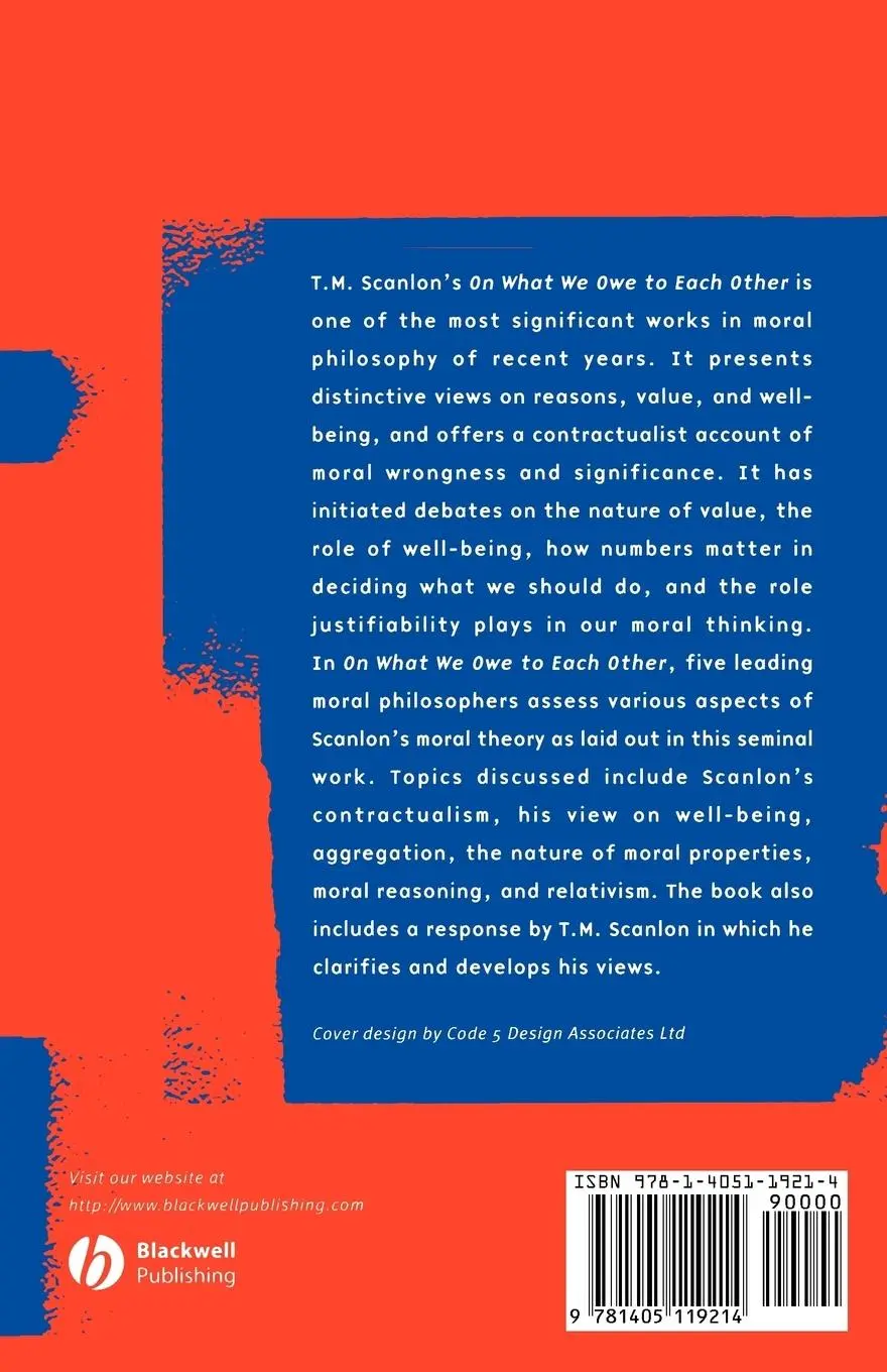 Rückseite: 9781405119214 | On What We Owe to Each Other | Philip Stratton-Lake | Taschenbuch