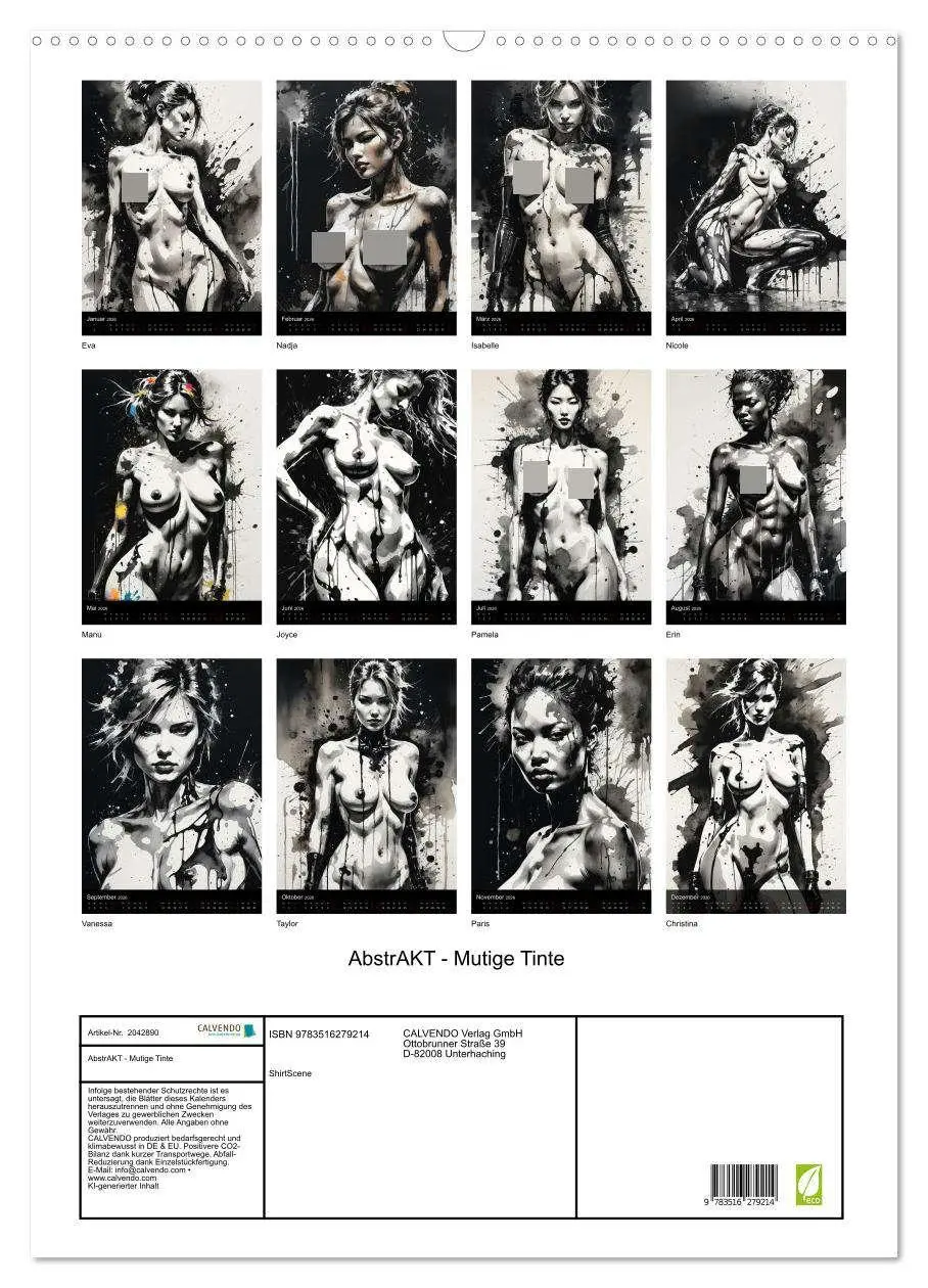 Bild: 9783516279214 | AbstrAKT - Mutige Tinte (Wandkalender 2026 DIN A2 hoch), CALVENDO...