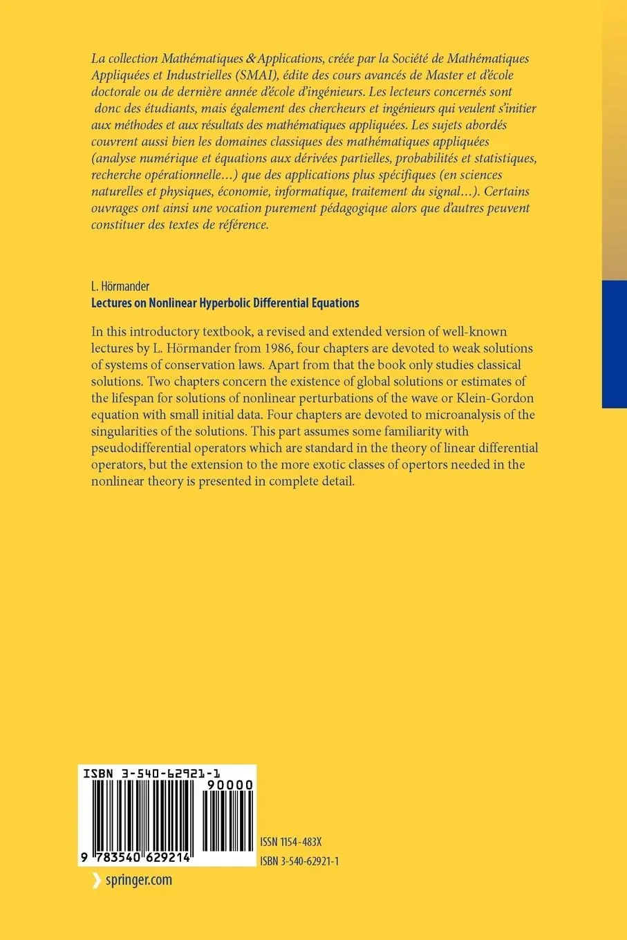 Rückseite: 9783540629214 | Lectures on Nonlinear Hyperbolic Differential Equations | Hörmander