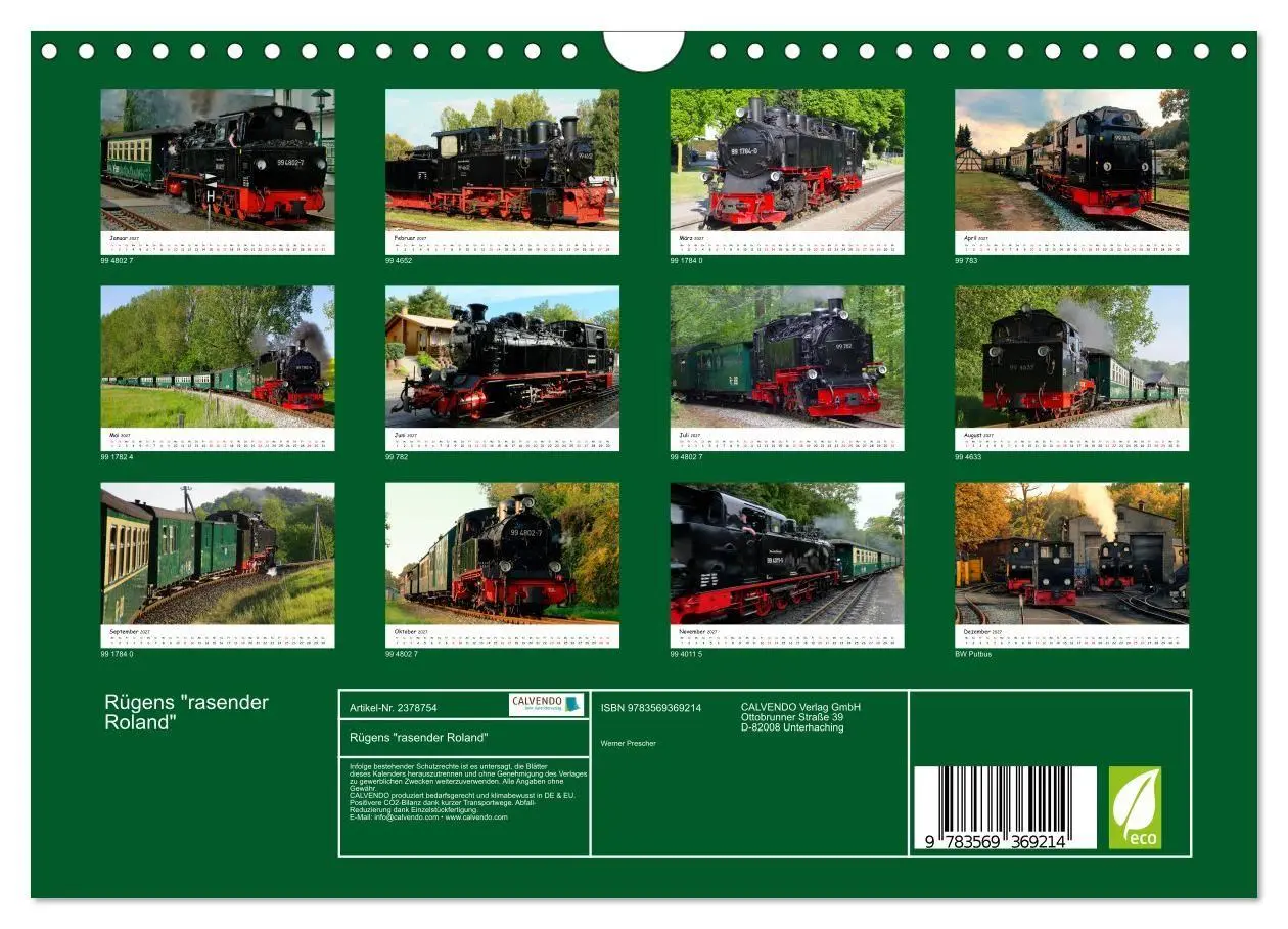 Bild: 9783569369214 | Rügens "rasender Roland" (Wandkalender 2027 DIN A4 quer), CALVENDO...