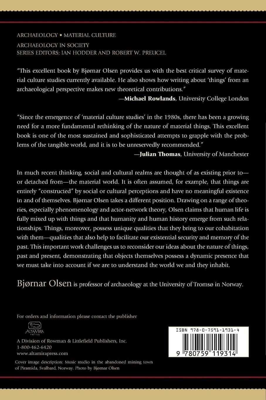 Rückseite: 9780759119314 | In Defense of Things | Archaeology and the Ontology of Objects | Olsen