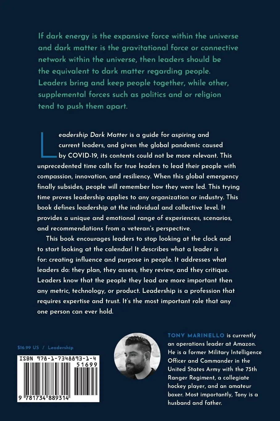 Rückseite: 9781734889314 | Leadership Dark Matter | Tony Marinello | Taschenbuch | Englisch