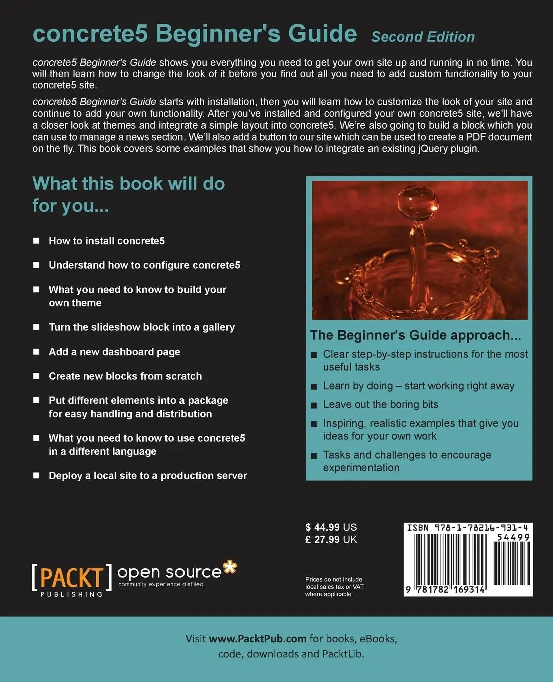 Rückseite: 9781782169314 | Concrete5 Beginner's Guide (2nd Edition) | Remo Laubacher | Buch
