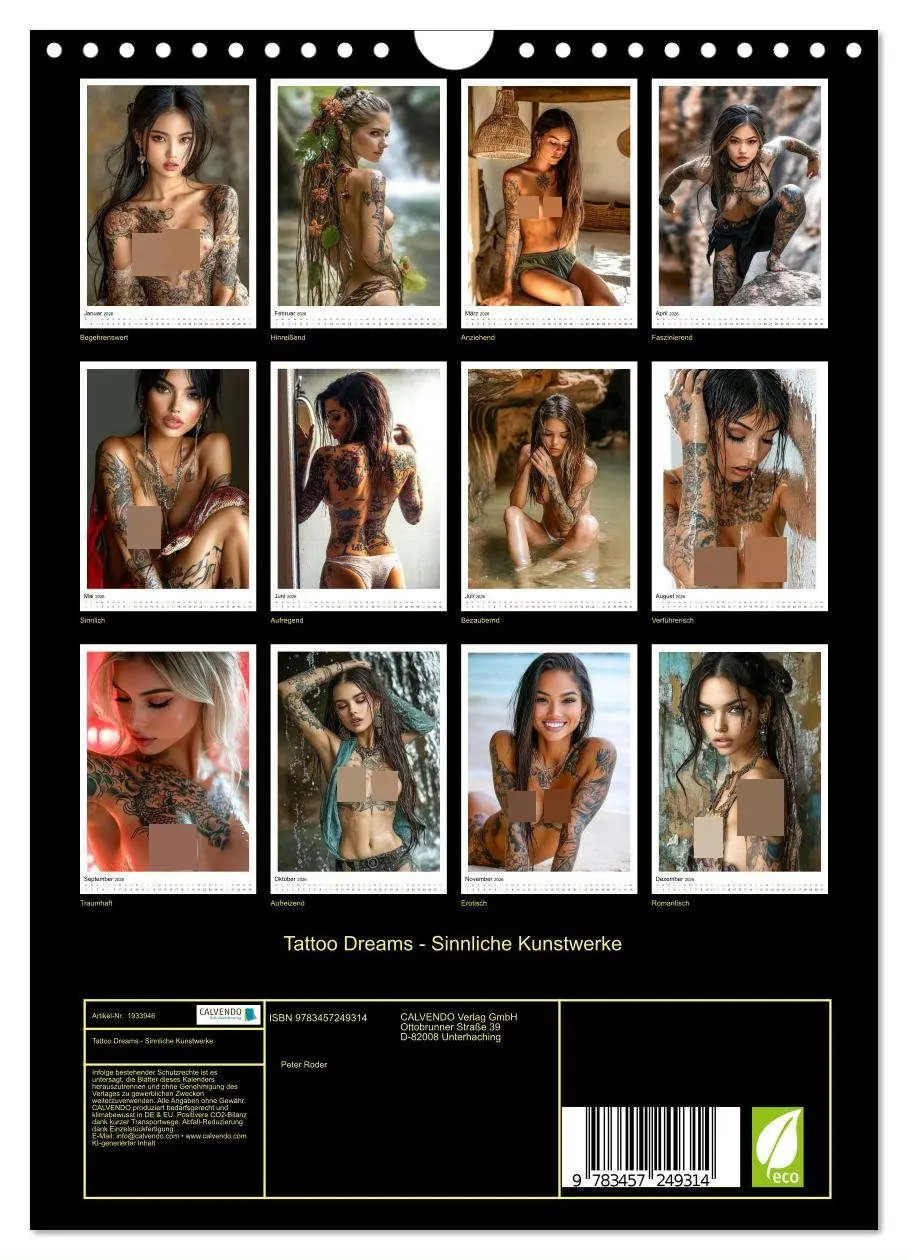 Bild: 9783457249314 | Tattoo Dreams - Sinnliche Kunstwerke (Wandkalender 2026 DIN A4...