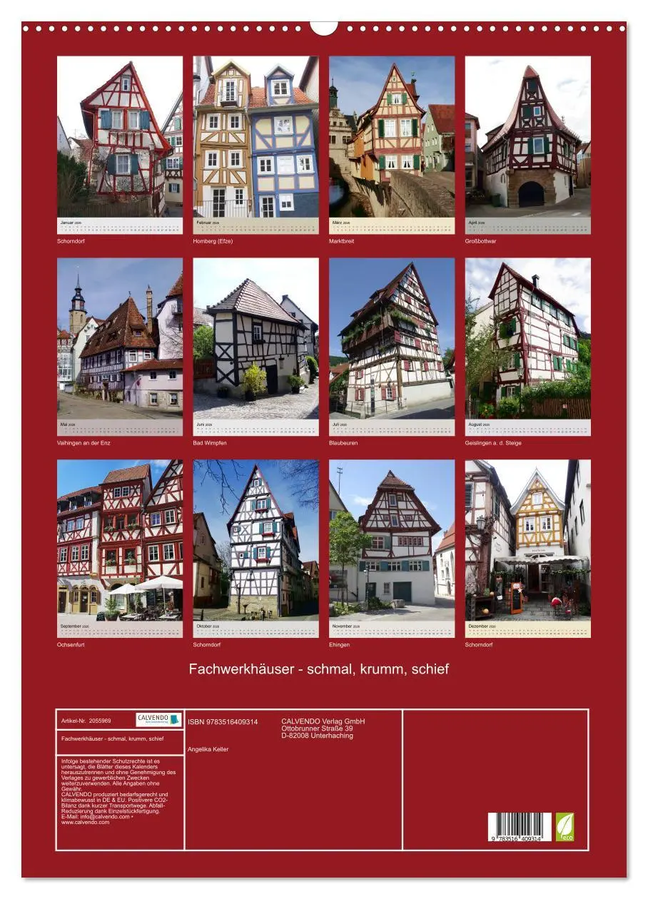 Bild: 9783516409314 | Fachwerkhäuser - schmal, krumm, schief (Wandkalender 2026 DIN A2...