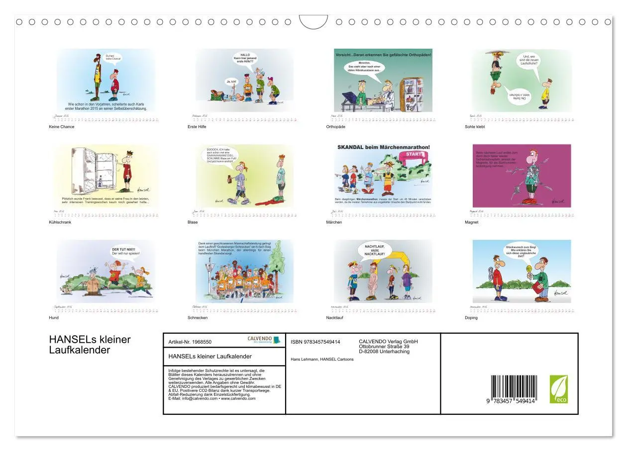 Bild: 9783457549414 | HANSELs kleiner Laufkalender (Wandkalender 2026 DIN A3 quer),...