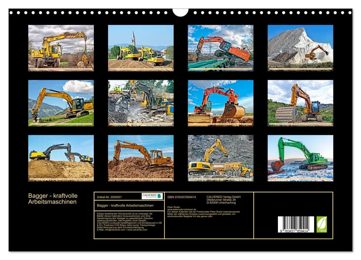 Bild: 9783457859414 | Bagger - kraftvolle Arbeitsmaschinen (Wandkalender 2026 DIN A3...
