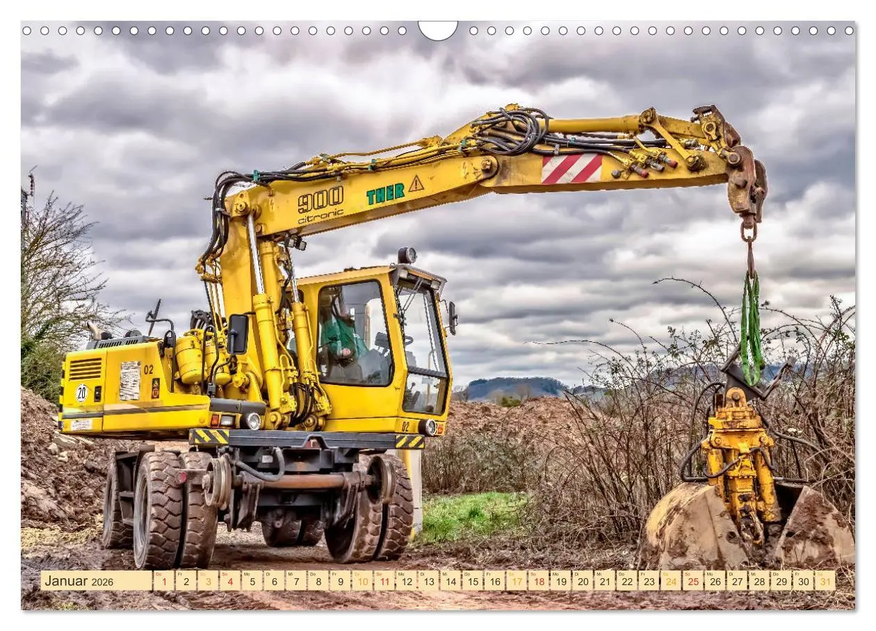 Bild: 9783457859414 | Bagger - kraftvolle Arbeitsmaschinen (Wandkalender 2026 DIN A3...