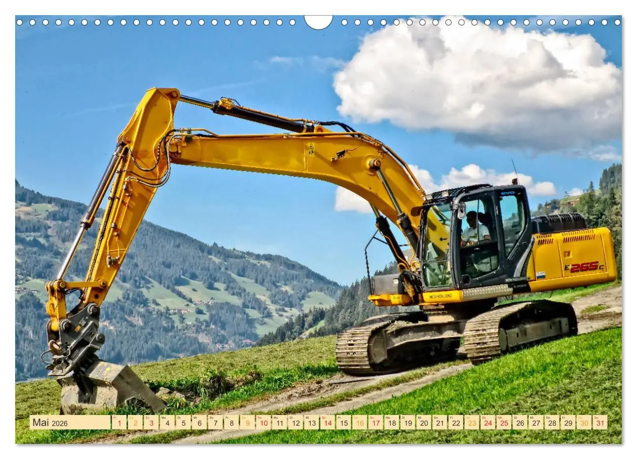Bild: 9783457859414 | Bagger - kraftvolle Arbeitsmaschinen (Wandkalender 2026 DIN A3...