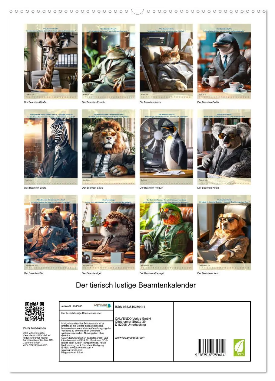 Bild: 9783516259414 | Der tierisch lustige Beamtenkalender (hochwertiger Premium...