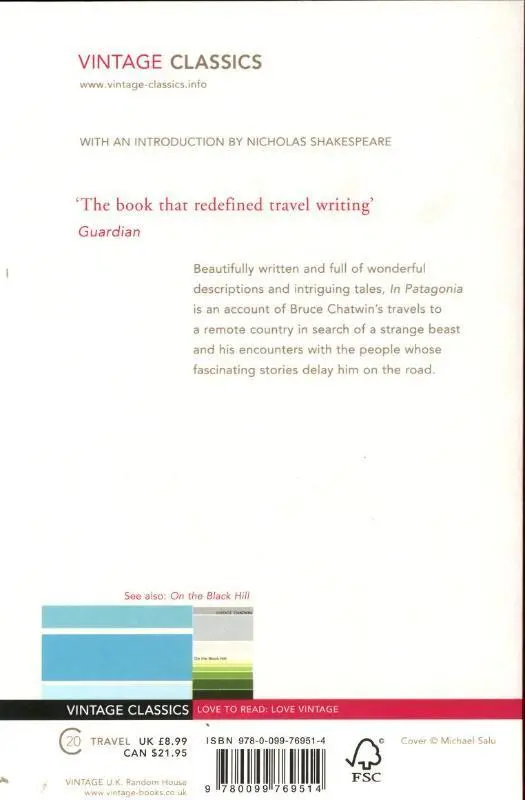 Rückseite: 9780099769514 | In Patagonia | Bruce Chatwin | Taschenbuch | Vintage Classics | 260 S.