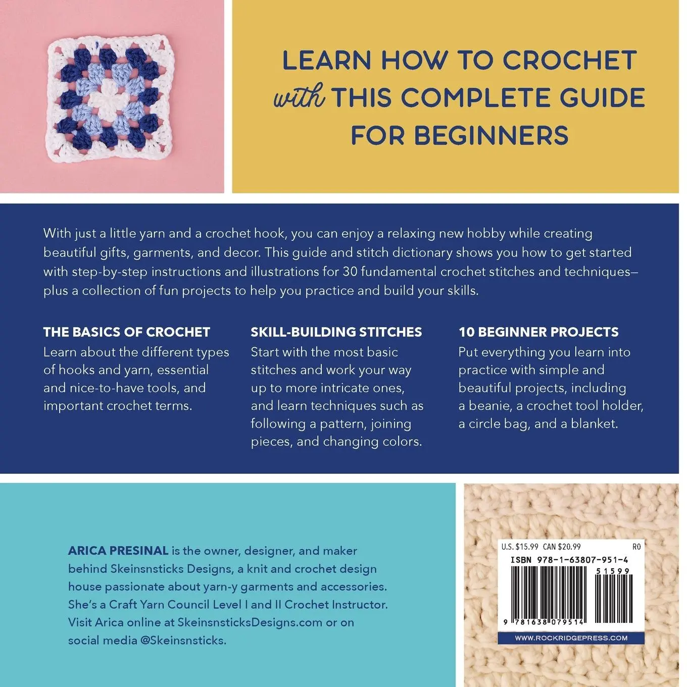 Rückseite: 9781638079514 | Crochet for Beginners | Arica Presinal | Taschenbuch | Englisch | 2022