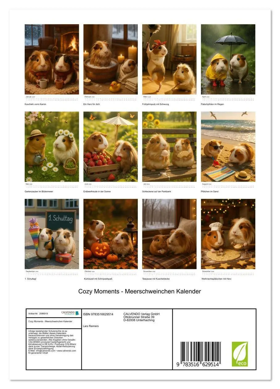 Bild: 9783516629514 | Cozy Moments - Meerschweinchen Kalender (Wandkalender 2026 DIN A4...