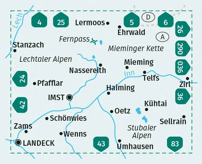 Bild: 9783991219514 | KOMPASS Wanderkarte 35 Imst, Telfs, Kühtai, Mieminger Kette 1:50.000